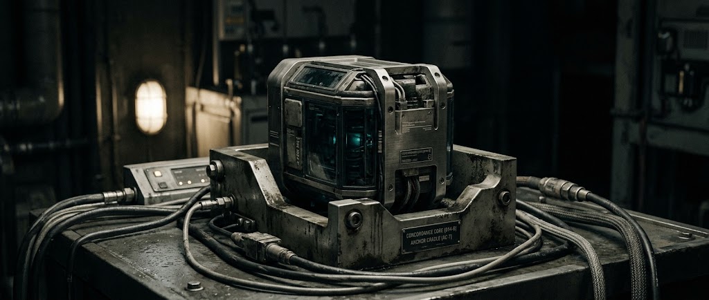 A matched Concordance core, lit against a dark anchor interior.